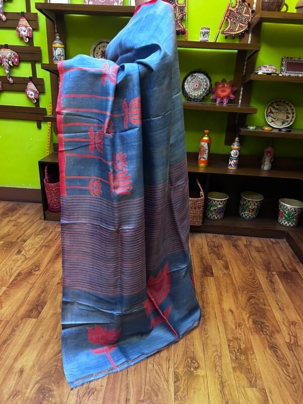 Pure Tasar with Block Print & Hand Paint