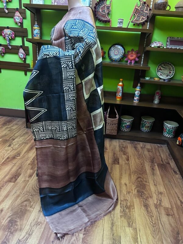 Pure Tasar with Block Print & Hand Paint