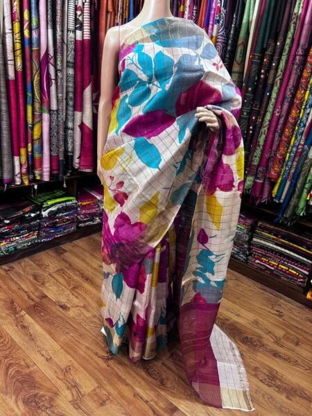 Zari Tussar Hand Painted