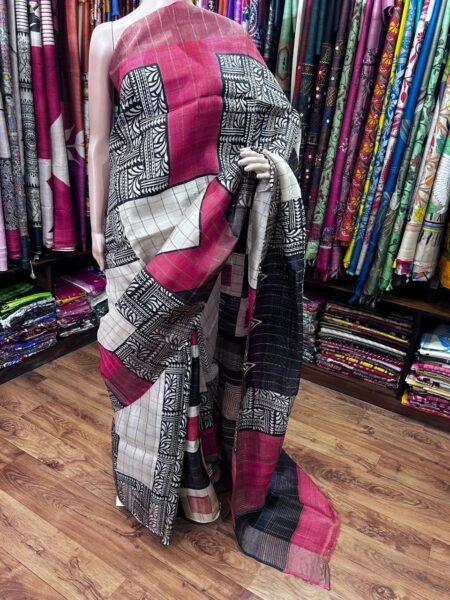 Zari Tussar Hand Painted